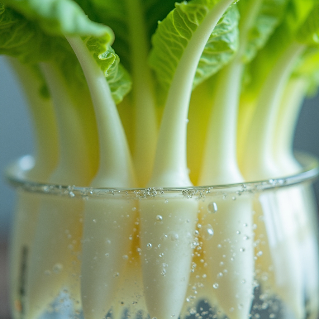 Primer plano de raíces de lechuga creciendo en un sistema hidropónico casero